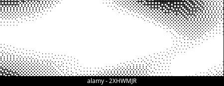 Texture de dégradé bitmap pixelisée. Fond de taches de tramage noir et blanc. fond d'écran de jeu vidéo 8 bits. Illustration graphique rétro en pixels étincelants. Bordure de tramage ondulée vectorielle abstraite Illustration de Vecteur