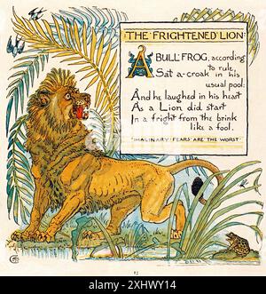 GRUE Walter The effrayé Lion The Baby's Own Aesop 1887 - impression Vintage illustrée Banque D'Images