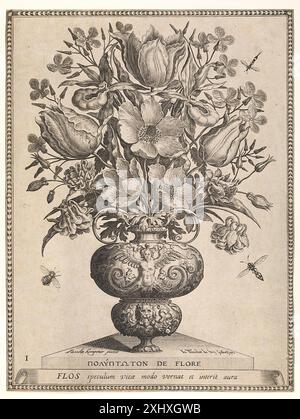 Bouquet de fleurs dans un vase Bry, Jan Theodor de 1561 - 1623, Kempener, Jacob 1600 - 1600 gravure sur cuivre, impression Hollstein's Hollstein's Dutch and Flemish gravings, gravures et gravures sur bois 1450-1700 (vol. IV), Brun - coques, F.W.H. Hollstein, 451-456, C 38945, 1951 bouquet de fleurs dans un vase Banque D'Images