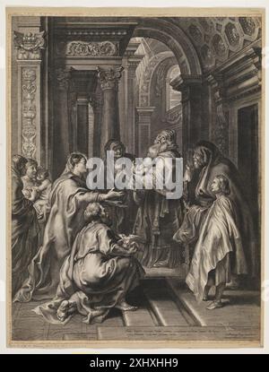 La présentation dans le Temple Pontius, Paulus 1603 - 1658, Rubens, Peter Paul 1577 - 1640 gravure sur cuivre, impression Hollstein's Hollstein's Dutch and Flamands, gravures et gravures sur bois 1450-1700 (vol. XVII), Andries Pauli (Pauwles) - Johannes Rem, K. G. Boon, 17.148.4, C 38945, 1976. Catalogue des éstampes gravées d'après P.P. Rubens, C. G. Voorhelm Schneevoogt, 18.48, 2271, 1873 la présentation au Temple Banque D'Images