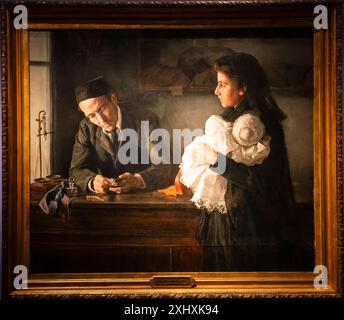 Maria Luisa Puiggener, Pawnshop Scene/The Last Valuable, 1900 , huile sur toile, Fondation Cajasol Banque D'Images