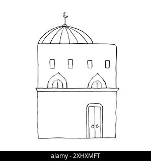 Maison arabe de deux étages avec porte, fenêtre et dôme Illustration de Vecteur