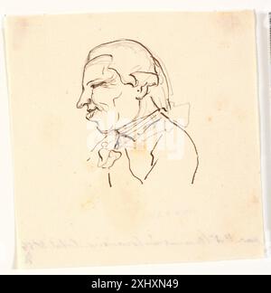 Un dessin de Marie Jeanne Clemens (1755-1791) représentant un portrait masculin de profil à gauche, rendu sous forme de caricature montrant les traits et l'expression du visage. Banque D'Images