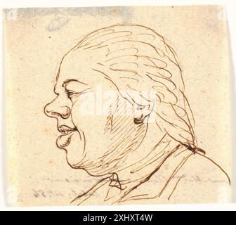Dessin de Marie Jeanne Clemens montrant un portrait d'homme de profil à gauche, présenté comme une caricature. Banque D'Images