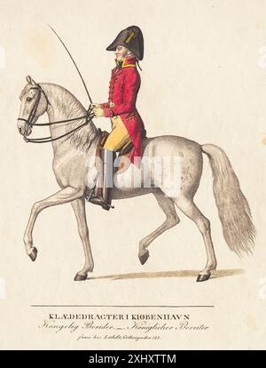 Royal rider Lahde, Gerhard Ludvig 1765 - 1833, Senn, Johannes 1780 - 1861, Lahde, Gerhard Ludvig 1765 - 1833 gravure sur cuivre, impression Samlinger til en beskrivende Fortegnelse over danske kobberstik, raderinger, illustrationer M. M., Frederik G. Krohn, NR. 1157, D 3448, 1889. Dansk grafik : [i 2 bd.], Jørgen Sthyr, p. 13, 16065, 1943-1949 Kongelig Berider Banque D'Images