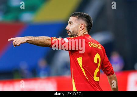 Berlin, Allemagne. 14 juillet 2024. Dani Carvajal (Espagne) vu lors de la finale de l'UEFA Euro 2024 entre les équipes nationales d'Espagne et d'Angleterre à l'Olympiastadium. Score final ; Espagne 2:1 Angleterre crédit : SOPA images Limited/Alamy Live News Banque D'Images