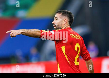 Berlin, Allemagne. 14 juillet 2024. Dani Carvajal (Espagne) vu lors de la finale de l'UEFA Euro 2024 entre les équipes nationales d'Espagne et d'Angleterre à l'Olympiastadium. Score final ; Espagne 2:1 Angleterre (photo Maciej Rogowski/SOPA images/SIPA USA) crédit : SIPA USA/Alamy Live News Banque D'Images