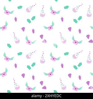 Motif de vacances pour enfants avec confettis et animal mignon. Invitation d'anniversaire enfantin et fond sans couture de célébration. Personnage mignon avec licorne Illustration de Vecteur