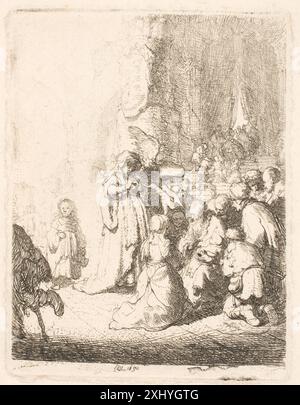 La présentation dans le temple (avec l'ange) : petite plaque Rembrandt van Rijn 1606 - 1669 gravure, impression les eaux-fortes néerlandaises et flamandes, gravures et gravures sur bois 1450-1700, Rembrandt (7 vols : texte, plaques, copies), Erik Hinterding, 54 II, C 55013:1-7, 2013. The Illustrated Bartsch 50, Supplément, Rembrandt Harmensz. Van Rijn, Stephanie S. Dickey, 51 II, C 36238, 1993. Gravures de Rembrandt : un essai et un catalogue avec quelques notes sur les dessins, Arthur M. Hind, 18 II, 6545, 1912. L'oeuvre gravé de Rembrandt : avec un catalogue raisonné, Dmitri Rovinski, 51 II, 6728, 1890. Holl Banque D'Images