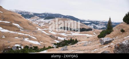 Paysage de montagne par une froide journée d'hiver. Banque D'Images