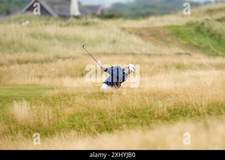 L'australien Elvis Smylie joue depuis le 13e fairway avant l'Open à Royal Troon, South Ayrshire, Écosse. Date de la photo : mardi 16 juillet 2024. Banque D'Images