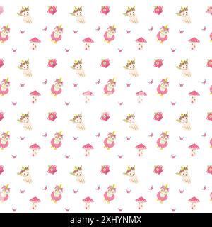 Joli motif licorne sans couture pour textile. Fond de personnages magiques enfantins. Fée pour enfants et motif magique. Illustration de Vecteur