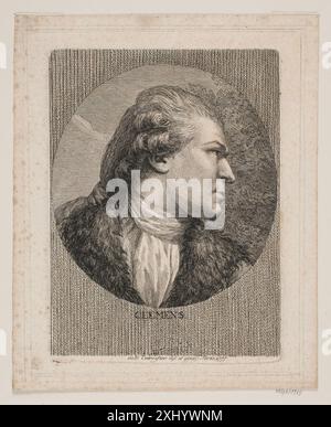 Gravure sur cuivre de J.F. Clemens représentant Marie Jeanne, montrant des portraits et des techniques de gravure du XVIIIe siècle. Banque D'Images