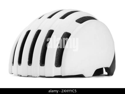 Nouveau casque cycliste moderne isolé sur blanc Banque D'Images