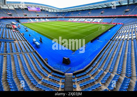 La Corogne, Espagne. 15 juillet 2024. Estadio Riazor avant un entraînement MD-1 avant un match de football entre les équipes nationales féminines d'Espagne et de Belgique, a appelé les Red Flames lors de la sixième journée du Groupe A2 dans la phase de ligue de la compétition des qualifications européennes féminines de l'UEFA 2023-24, le lundi 15 juillet 2024 à la Corogne, Espagne . Crédit : Sportpix/Alamy Live News Banque D'Images