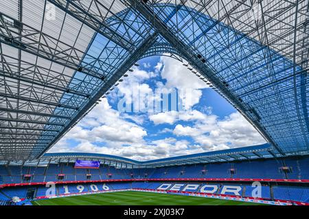 La Corogne, Espagne. 15 juillet 2024. Estadio Riazor avant un entraînement MD-1 avant un match de football entre les équipes nationales féminines d'Espagne et de Belgique, a appelé les Red Flames lors de la sixième journée du Groupe A2 dans la phase de ligue de la compétition des qualifications européennes féminines de l'UEFA 2023-24, le lundi 15 juillet 2024 à la Corogne, Espagne . Crédit : Sportpix/Alamy Live News Banque D'Images