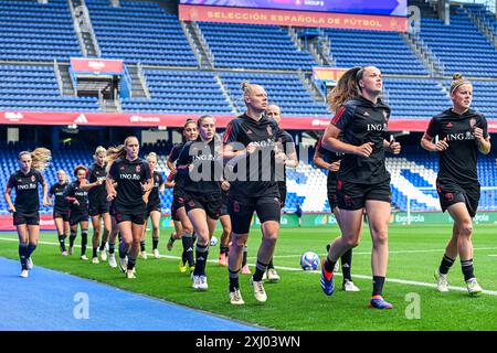 La Corogne, Espagne. 15 juillet 2024. Échauffement lors d'un entraînement MD-1 avant un match de football entre les équipes nationales féminines d'Espagne et de Belgique, appelé les Red Flames lors de la sixième journée du Groupe A2 dans la phase de championnat de la compétition des qualifications européennes féminines de l'UEFA 2023-24, le lundi 15 juillet 2024 à la Corogne, Espagne . Crédit : Sportpix/Alamy Live News Banque D'Images
