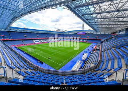 La Corogne, Espagne. 15 juillet 2024. Estadio Riazor avant un entraînement MD-1 avant un match de football entre les équipes nationales féminines d'Espagne et de Belgique, a appelé les Red Flames lors de la sixième journée du Groupe A2 dans la phase de ligue de la compétition des qualifications européennes féminines de l'UEFA 2023-24, le lundi 15 juillet 2024 à la Corogne, Espagne . Crédit : Sportpix/Alamy Live News Banque D'Images