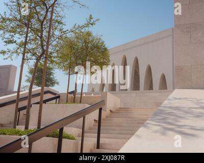 Abu Dhabi, Emirats Arabes Unis - 13 janvier 2024 : Abrahamic Family House, c'est un complexe interreligieux sur l'île de Saadiyat. Cet événement a été inspiré par le document sur la Fraternité humaine. Banque D'Images