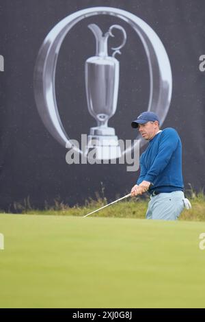 Troon, Écosse, Royaume-Uni. 16 juillet 2024 ; Royal Troon Golf Club, Troon, South Ayrshire, Écosse ; le jour 2 des essais de l'Open Championship ; Rory McIlroy cède au 17e crédit vert : action plus Sports images/Alamy Live News Banque D'Images