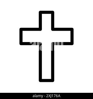 Christian Cross icône linéaire logo Mark Set collection en noir et blanc pour le web Illustration de Vecteur