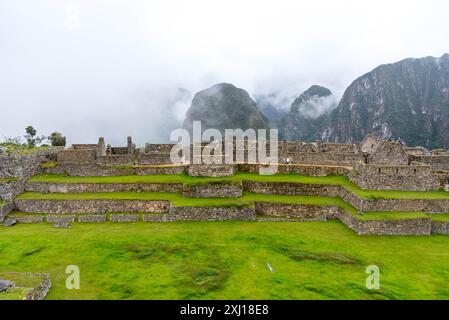 la place principale de machu pichu où était les actes principaux dans le village Banque D'Images