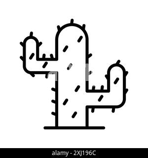 Cactus icône linéaire logo Mark Set collection en noir et blanc pour le web Illustration de Vecteur