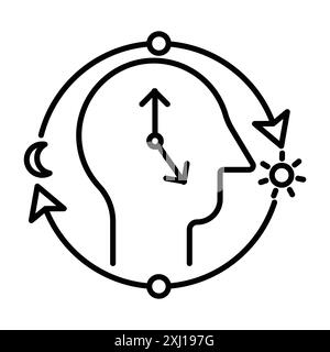 Icône rythmes circadiens logo marque linéaire ensemble collection en noir et blanc pour le web Illustration de Vecteur