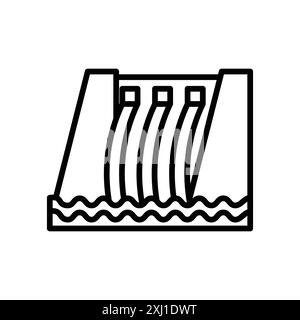 Collection de marque de logo linéaire icône de barrage hydroélectrique en noir et blanc pour le web Illustration de Vecteur