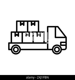 icône de camion de livraison linéaire marque de logo set collection en noir et blanc pour le web Illustration de Vecteur