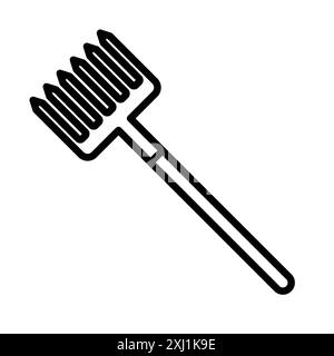 Garden Fork icône linéaire logo Mark Set collection en noir et blanc pour le web Illustration de Vecteur