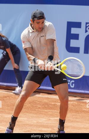 Gstaad Suisse, 07 16 2024 : Matteo Berrettini (ITA) en action lors de l'EFG Swiss Open. Lors de l'EFG Gstaad Swiss Open ATP 250, match international de tennis à Gstaad, Suisse, le 16 juillet 2024 Banque D'Images