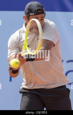 Gstaad Suisse, 07 16 2024 : Matteo Berrettini (ITA) en action lors de l'EFG Swiss Open. Lors de l'EFG Gstaad Swiss Open ATP 250, match international de tennis à Gstaad, Suisse, le 16 juillet 2024 Banque D'Images