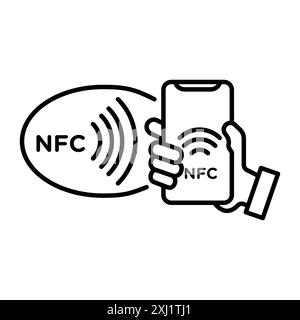 Icône de paiement sans fil NFC marque linéaire logo set collection en noir et blanc pour le web Illustration de Vecteur