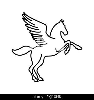 Pegasus Icon linéaire logo Mark Set collection en noir et blanc pour le web Illustration de Vecteur