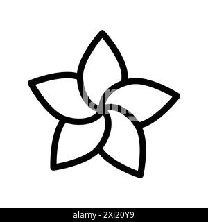 plumeria icône linéaire logo mark set collection en noir et blanc pour le web Illustration de Vecteur