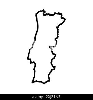 Portugal map icône linéaire logo Mark Set collection en noir et blanc pour le web Illustration de Vecteur