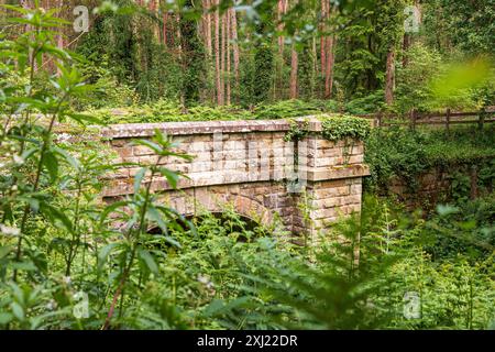 Pont Mireystock (ouvert en 1874) sur une ligne de chemin de fer minier dans la forêt de Dean près de Brierley, Gloucestershire, Angleterre Royaume-Uni Banque D'Images