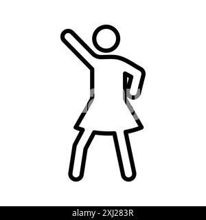 femme dancing icon linéaire logo mark set collection en noir et blanc pour le web Illustration de Vecteur