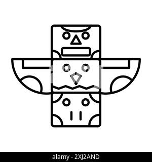 Totem Icon linéaire logo Mark Set collection en noir et blanc pour le web Illustration de Vecteur