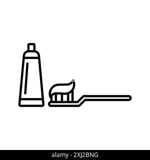 icône de brosse à dents (2) ensemble de marques de logo linéaire collection en noir et blanc pour le web Illustration de Vecteur