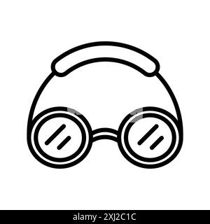 Lunettes de natation icône linéaire logo marque ensemble collection en noir et blanc pour le web Illustration de Vecteur