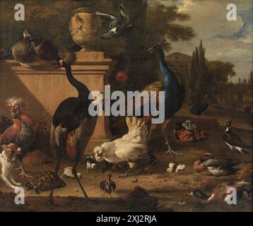 Hen Run at a Manor Hondecoeter, Melchior d' 1636 - 1695 Painting Hen Run at a Manor Banque D'Images