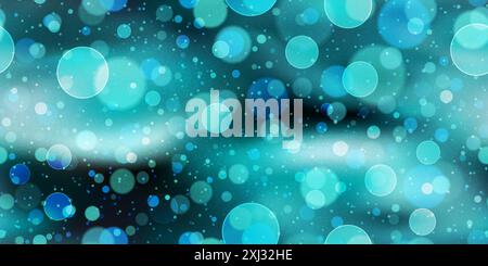Motif sans coutures dégradé turquoise sarcelle avec effet bokeh. Abstrait néon bleu océan bg avec des bulles et des cercles flous. Illustration vectorielle avec gra Illustration de Vecteur
