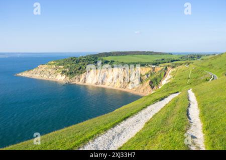 Alum Bay Isle of Wight - falaises de sable multicolores d'Alum Bay faisant partie de l'attraction The Needles Landmark île de Wight Angleterre GB Europe Banque D'Images