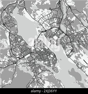 Carte de Halifax au Canada en niveaux de gris. Contient un vecteur en couches avec routes eau, parcs, etc Illustration de Vecteur
