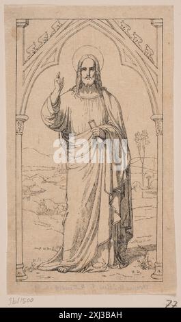 Christ bénissant Kittendorff, Axel Theodor 1821 - 1868, Müller, Adam 1811 - 1844 gravure sur bois, impression Kristus velsignende Banque D'Images