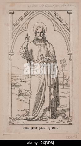 Christ bénissant Kittendorff, Axel Theodor 1821 - 1868, Müller, Adam 1811 - 1844 gravure sur bois, impression Kristus velsignende Banque D'Images