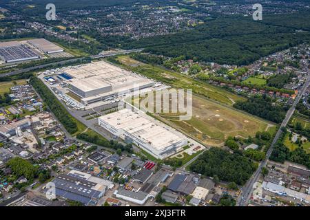 Luftbild, Gewerbegebiet Schwarze Heide, Edeka Zentrallager Logistikzentrum, an der Autobahn A3, Baustelle und Picnic E-Food-Lager, Goldammerweg, Waldteich, Oberhausen, Ruhrgebiet, Nordrhein-Westfalen, Deutschland ACHTUNGxMINDESTHONORARx60xEURO *** vue aérienne, zone industrielle Schwarze Heide, centre logistique d'entrepôt central Edeka, sur l'autoroute A3, chantier et pique-nique E entrepôt alimentaire, Goldammerweg, Waldteich, Oberhausen, Ruhr, Rhénanie du Nord-Westphalie, Allemagne ACHTUNGxMINDESTHONORARx60xEURO Banque D'Images