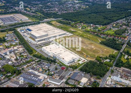 Luftbild, Gewerbegebiet Schwarze Heide, Edeka Zentrallager Logistikzentrum, an der Autobahn A3, Baustelle und Picnic E-Food-Lager, Goldammerweg, Waldteich, Oberhausen, Ruhrgebiet, Nordrhein-Westfalen, Deutschland ACHTUNGxMINDESTHONORARx60xEURO *** vue aérienne, zone industrielle Schwarze Heide, centre logistique d'entrepôt central Edeka, sur l'autoroute A3, chantier et pique-nique E entrepôt alimentaire, Goldammerweg, Waldteich, Oberhausen, Ruhr, Rhénanie du Nord-Westphalie, Allemagne ACHTUNGxMINDESTHONORARx60xEURO Banque D'Images